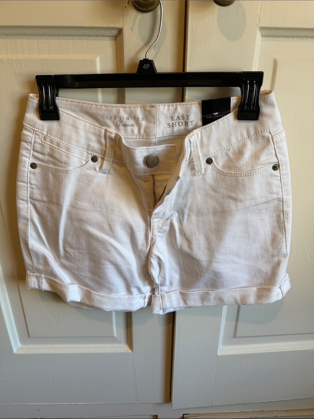 The Limited White Cuffed Denim Easy Short